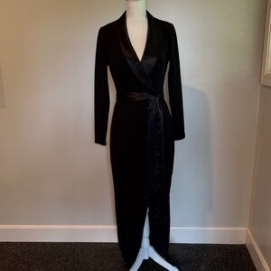 Eliza J Elegant Black Satin Trim Dress